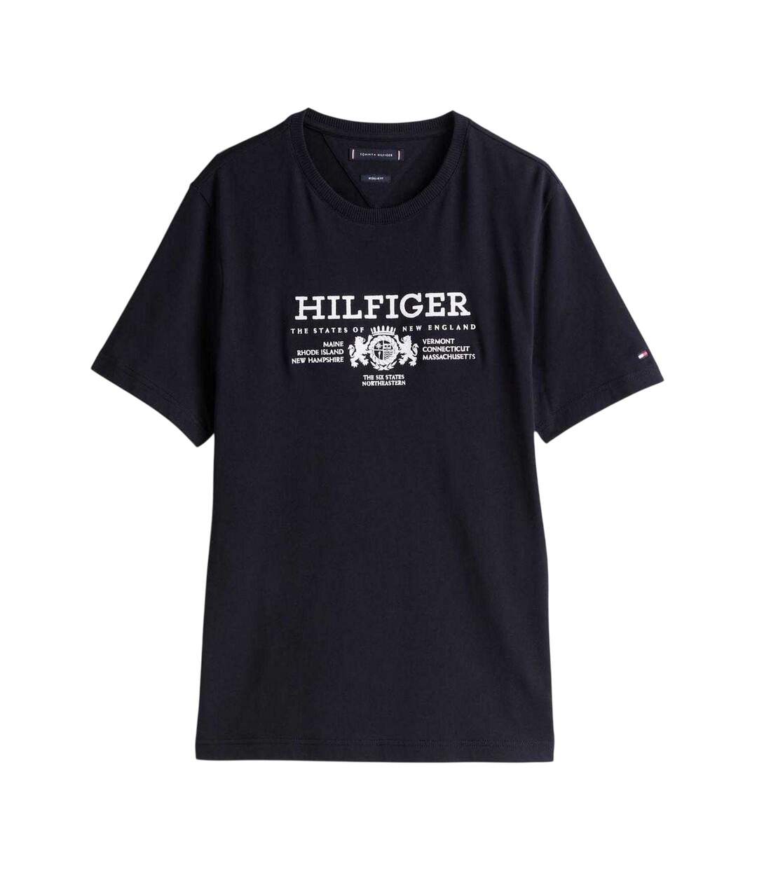 Mens Embroidered Logo Cotton T-shirt Blue Tommy Hilfiger-2