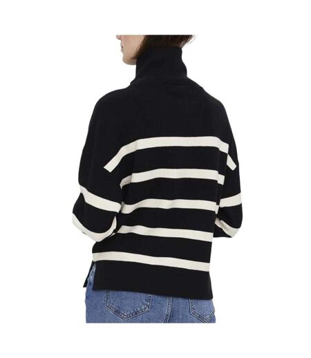 Pull noir/beige femme vero moda saba - l