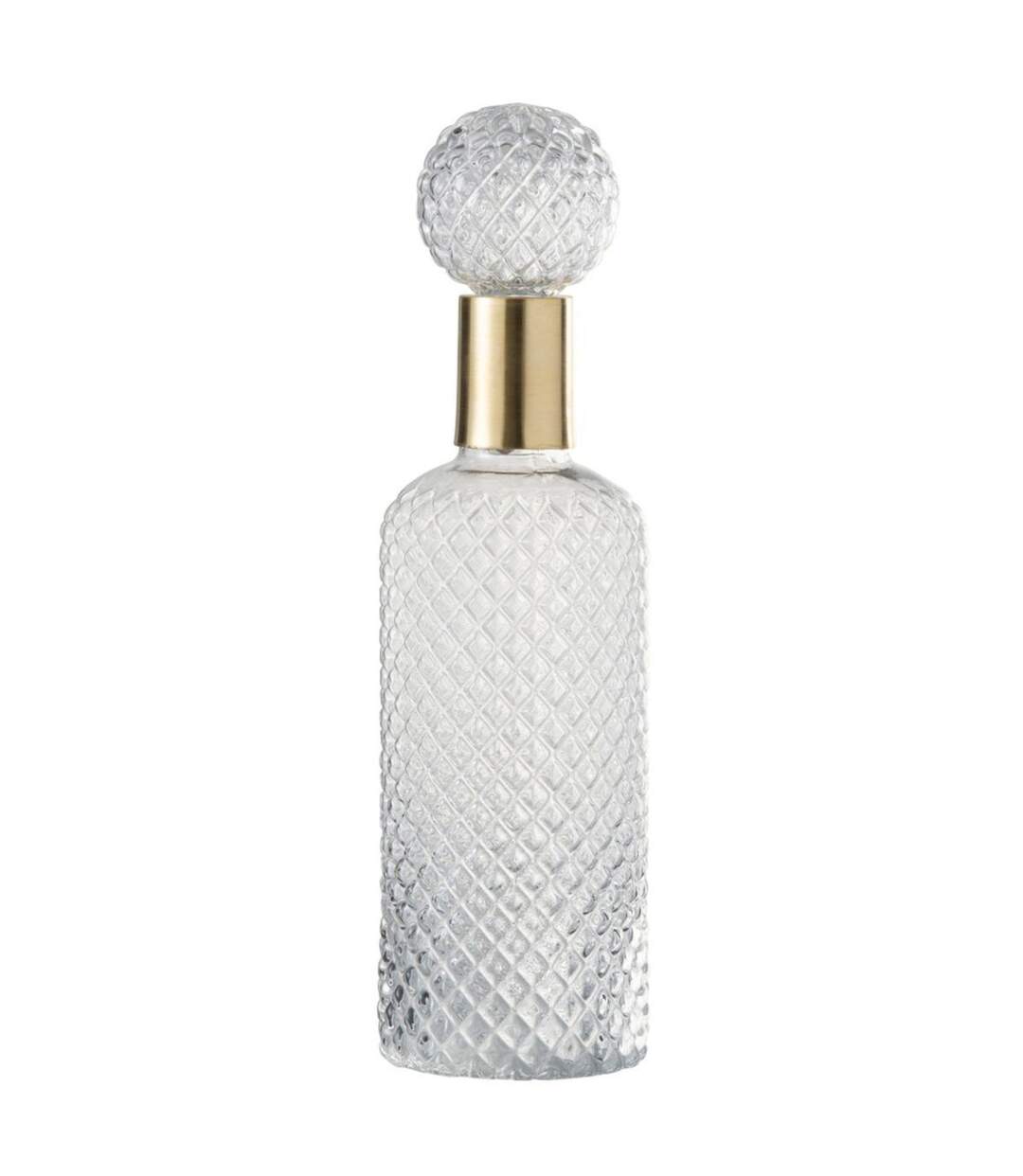 Bouteille Design en Verre Relief 37cm Transparent & Or-1