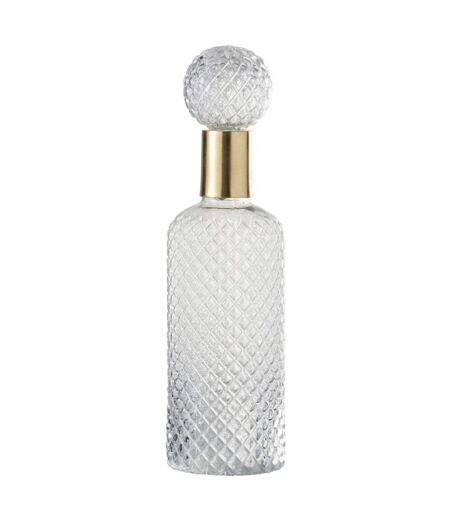 Bouteille Design en Verre Relief 37cm Transparent & Or