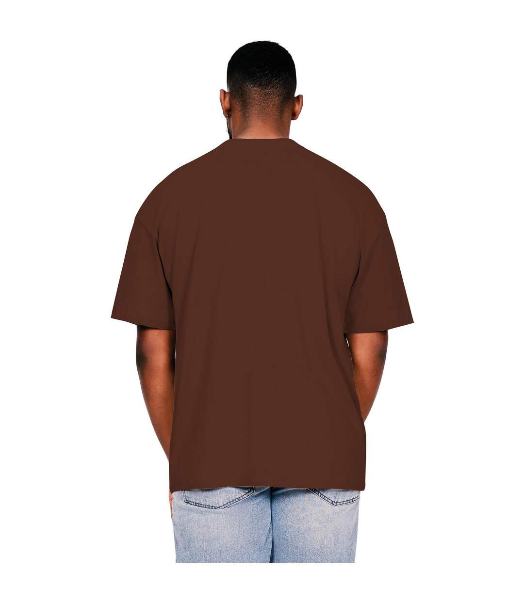 Mens ringspun cotton extended neckline oversized t-shirt chocolate Casual Classics-2