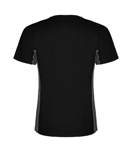 Mens shanghai short-sleeved sports t-shirt solid black/dark lead Roly