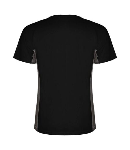 Mens shanghai short-sleeved sports t-shirt solid black/dark lead Roly