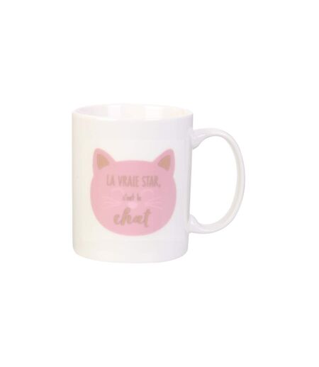 Mug Magique en Céramique Chat 35cl Blanc