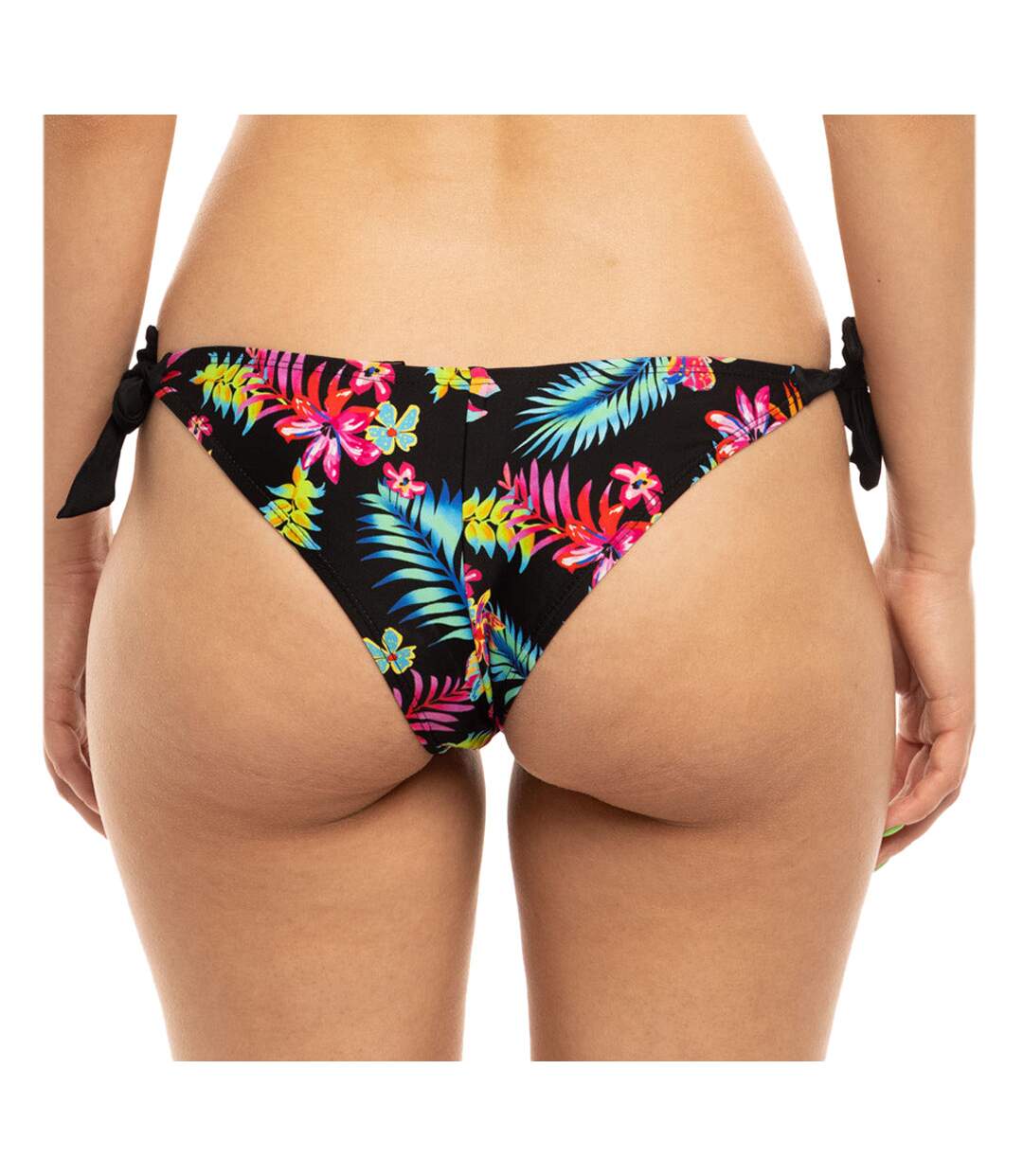 Bas de Bikini Noir/Fleurs Nœud Femme Sun Project Tanga-2