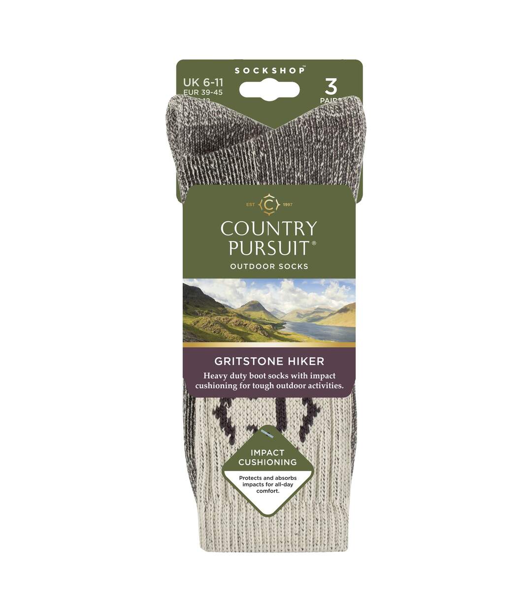 3 Pairs Mens Heavy Duty Cushioned Hiking Socks with Reinforced Heel & Toe-2