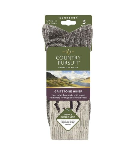 3 Pairs Mens Heavy Duty Cushioned Hiking Socks with Reinforced Heel & Toe