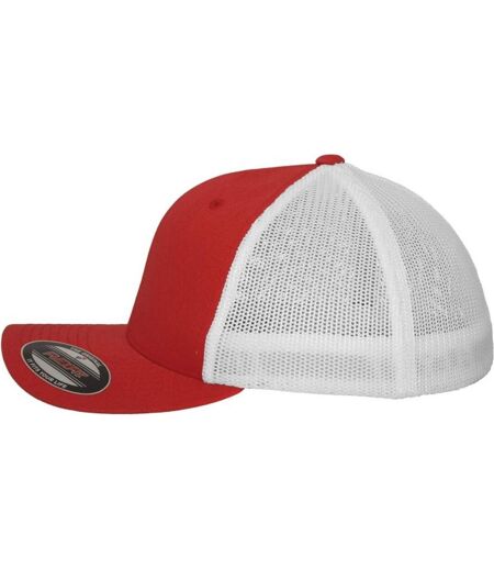 Casquette Trucker Motif/style Deux Tons Rouge Blanc Flexfit