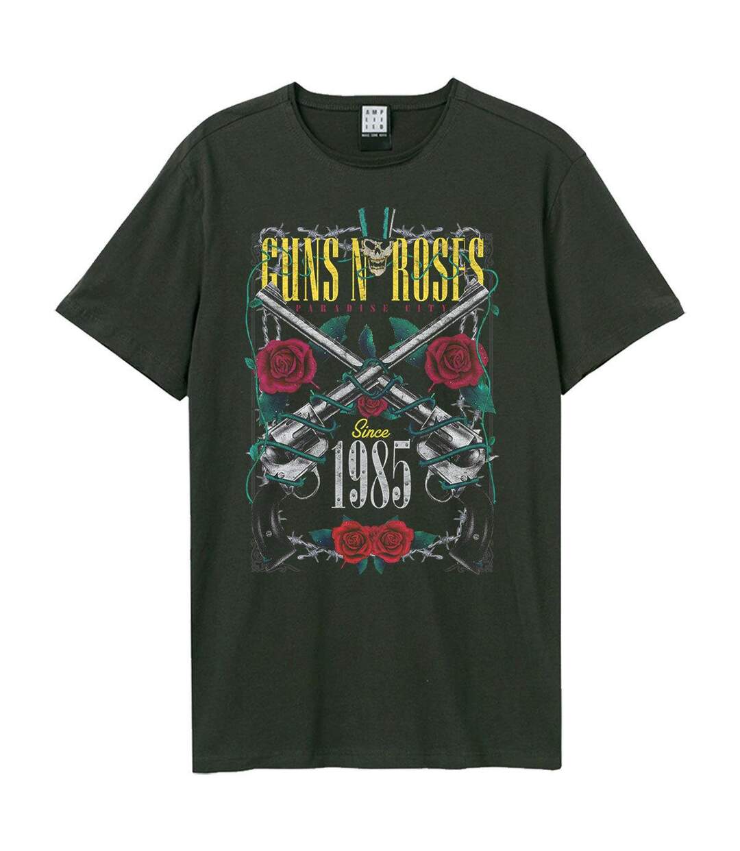 Unisex Adult La Big Guns N Roses T-shirt Charcoal Amplified-1