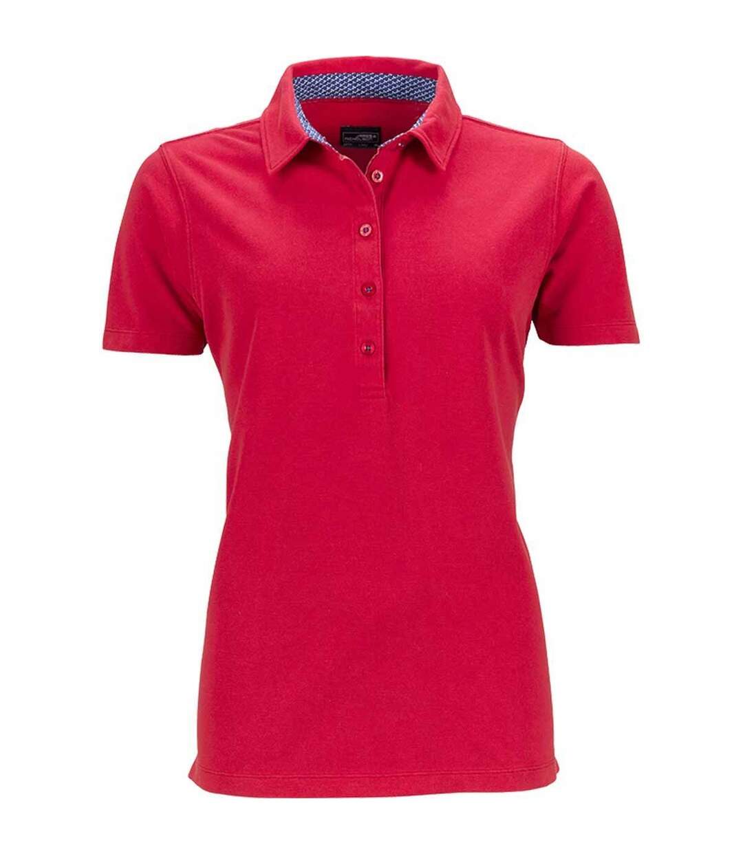 Polo femme manches courtes col imprimé - JN711 - rouge-1