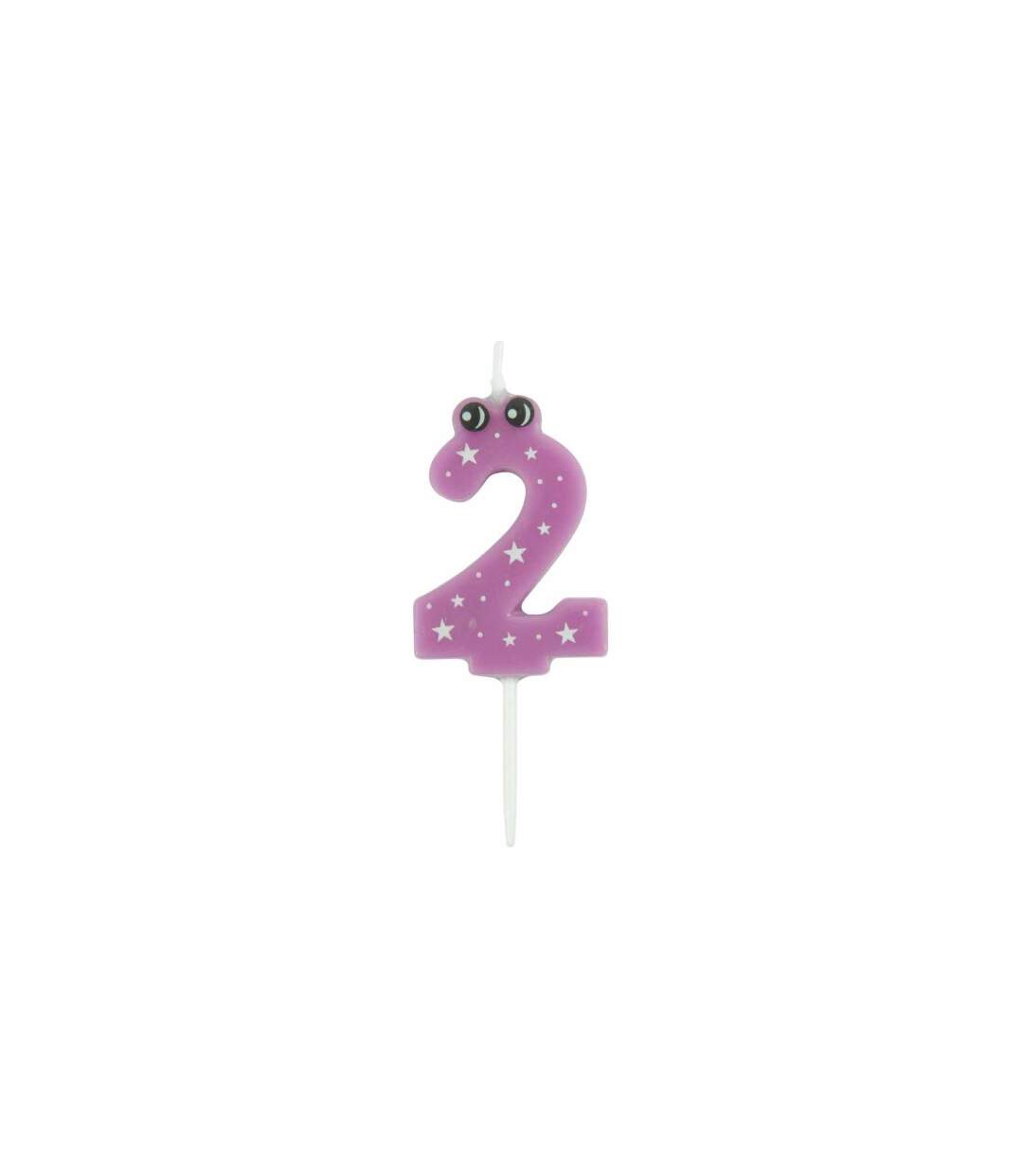 Bougie d'Anniversaire Chiffre 2 5cm Violet-1