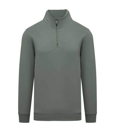 Sweat-shirt à quart de fermeture éclair pour hommes vert mousse Native Spirit