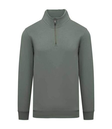 Sweat-shirt à quart de fermeture éclair pour hommes vert mousse Native Spirit