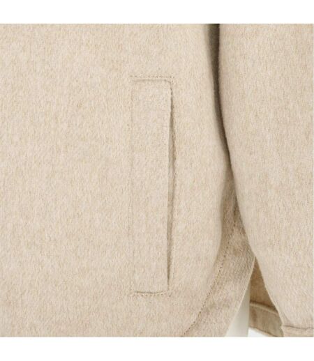 Womens/ladies Wool Long-sleeved Shirt Beige Miso