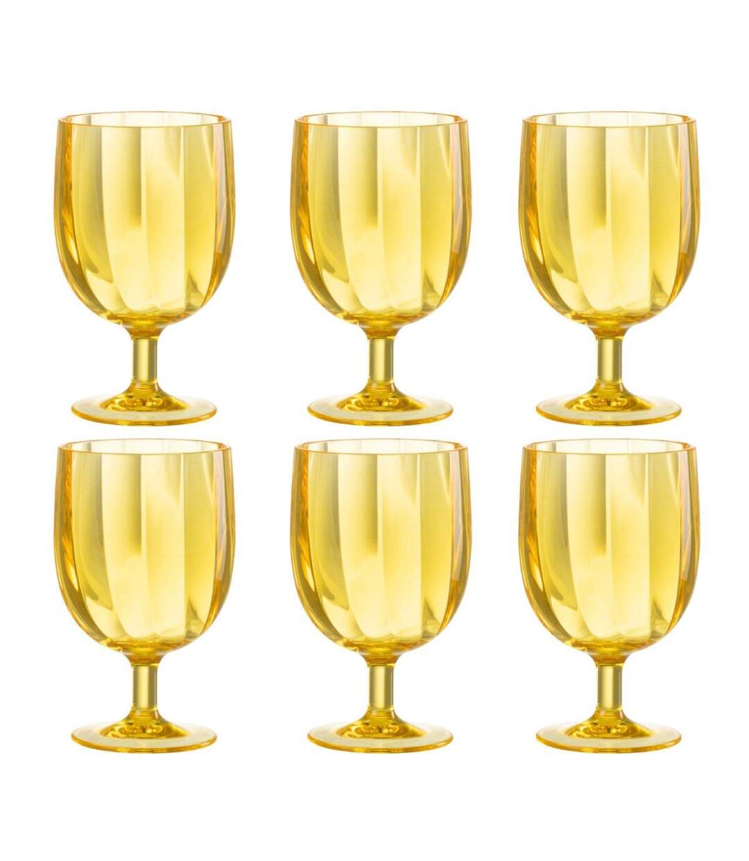 Lot de 6 Verres à Vin Réutilisable Plastique 31cl Jaune-1