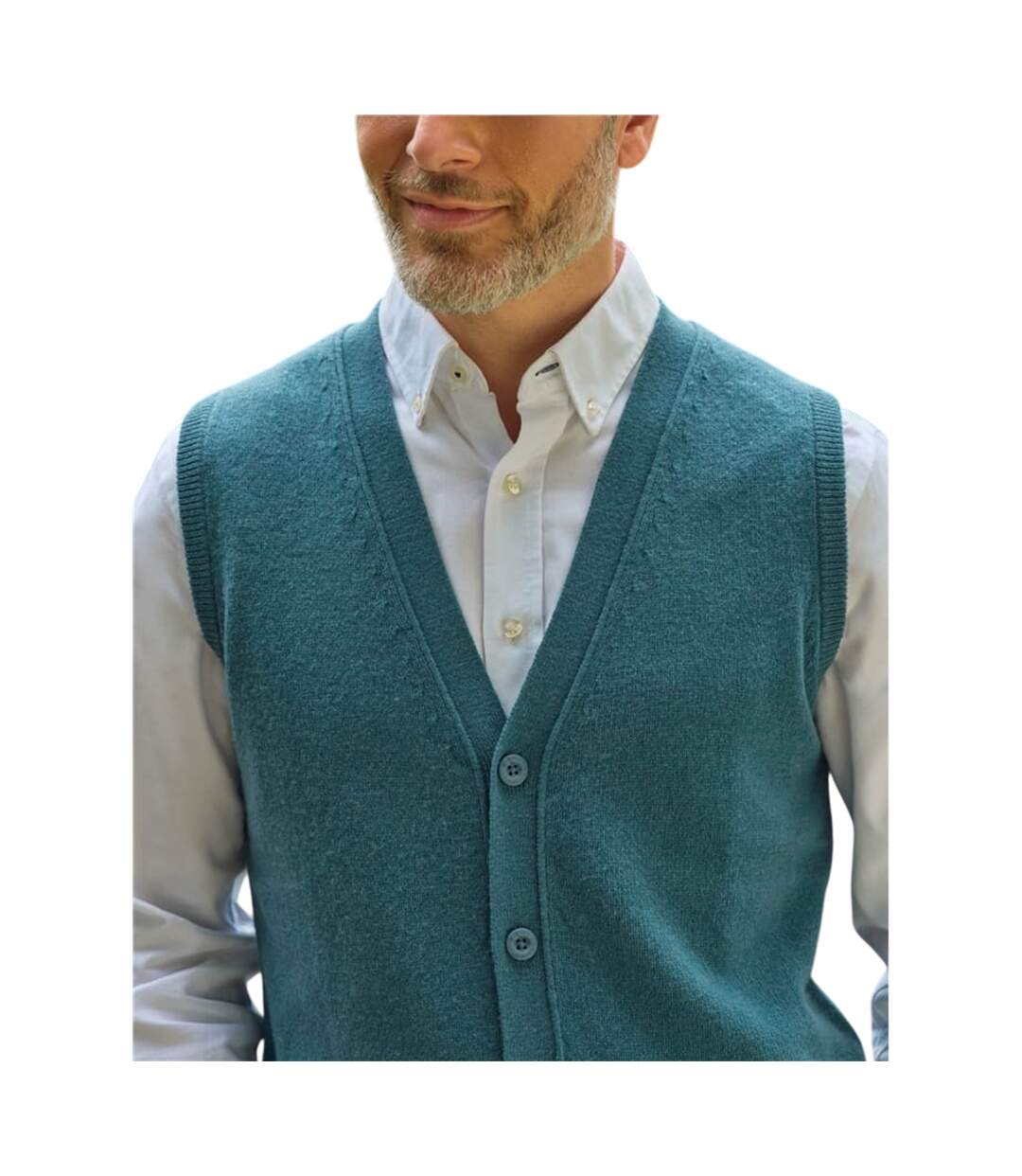 Gilet En Laine D'agneau Pour Hommes Turquoise Pâle WoolOvers-3