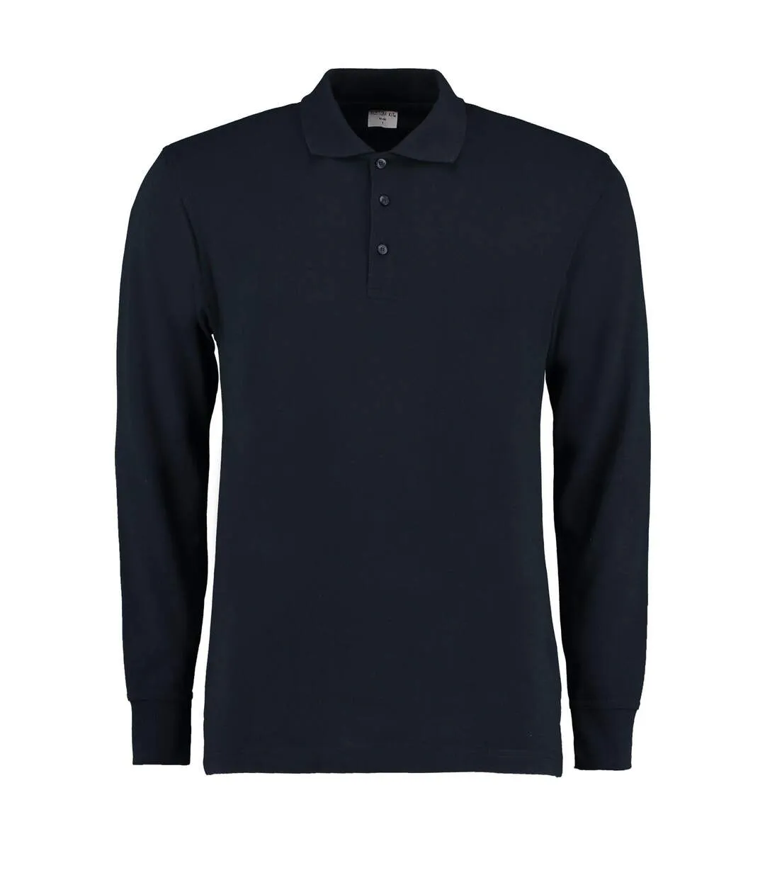 Mens Pique Long-sleeved Polo Shirt Navy Kustom Kit-1