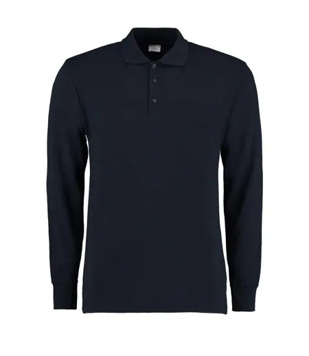 Mens Pique Long-sleeved Polo Shirt Navy Kustom Kit