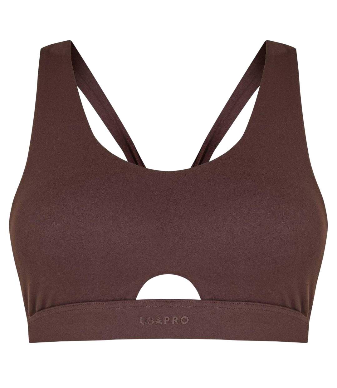 Womens/ladies Pro Twisted Sports Bra Espresso USA-2