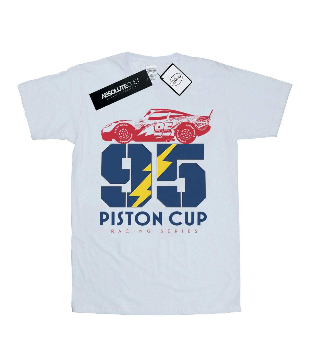 Disney Femme/Les femmes Cars Piston Cup 95 - T-shirt boyfriend en coton (Blanc) - UTBI15969-1