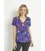 T-shirt col V manches courtes motif léopard-1