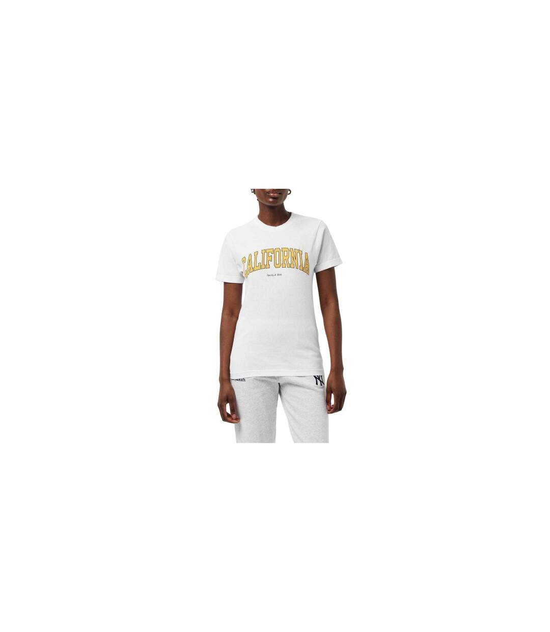 Womens/ladies California T-shirt White Gold Sporty & Rich-1