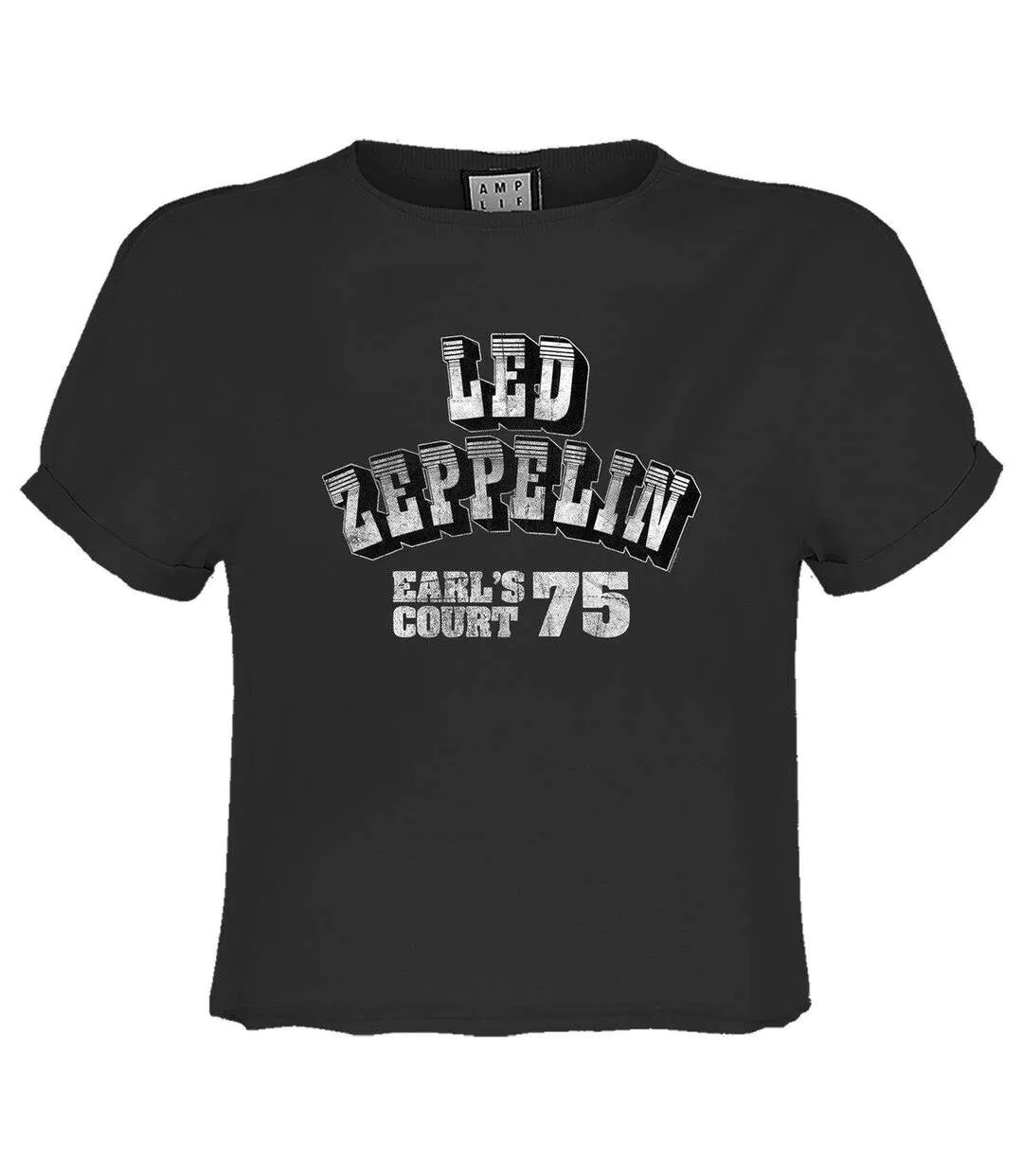 Womens/ladies Earl´s Court 75 Led Zeppelin Crop Top Charcoal Amplified-1
