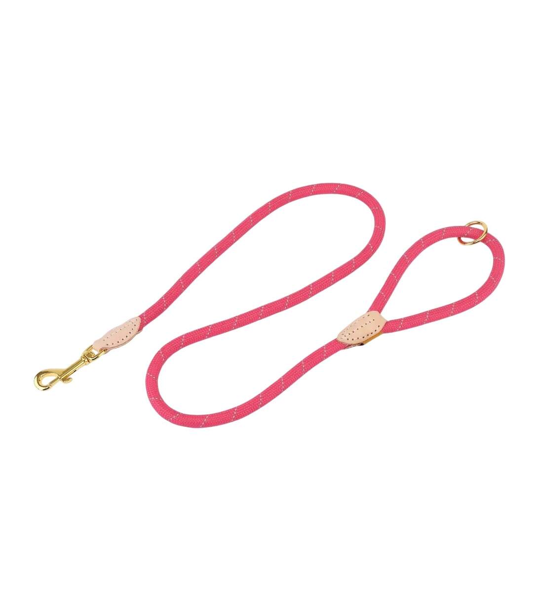 Reflective leather dog lead one size pink Digby & Fox-1