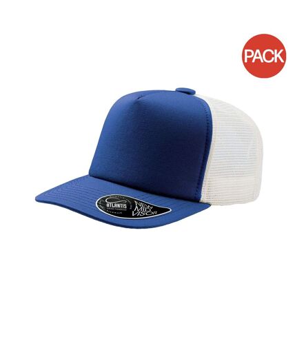 Pack of 2  Record mid visor 5 panel trucker cap  royal Atlantis