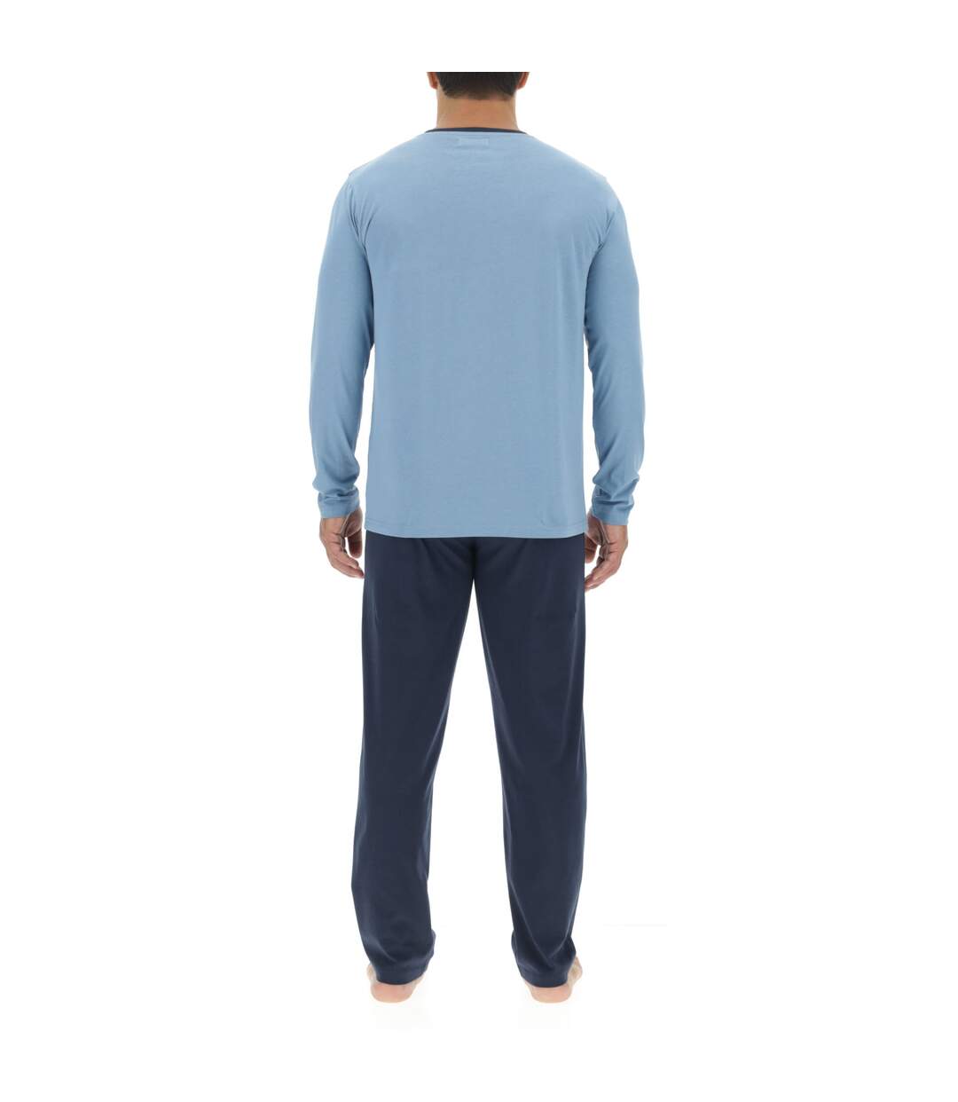 Ensemble Pyjama long homme en coton uni Logo poitrine Pierre Cardin-2