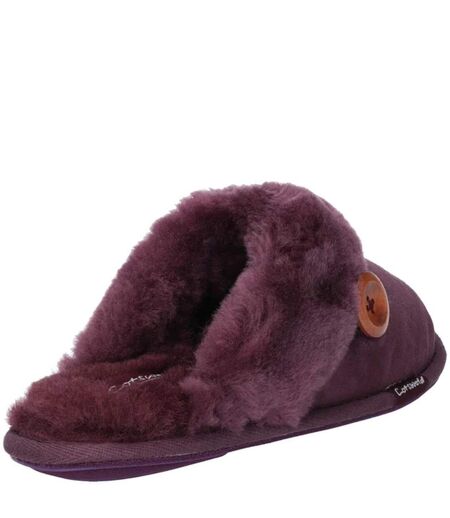 Womens/ladies lechlade suede sheepskin slippers purple Cotswold