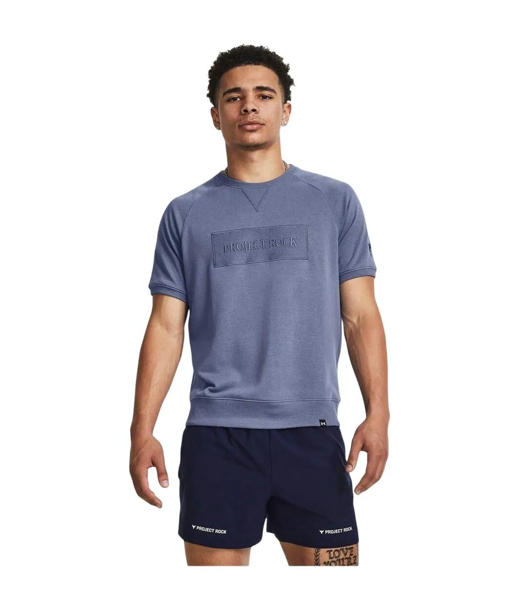 T-shirt Project Rock Homme Bleu Under Armour-4