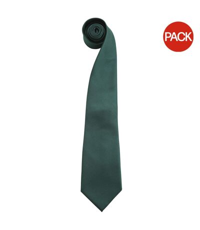 Lot de 2  Cravate à clipser homme taille unique vert bouteille Premier