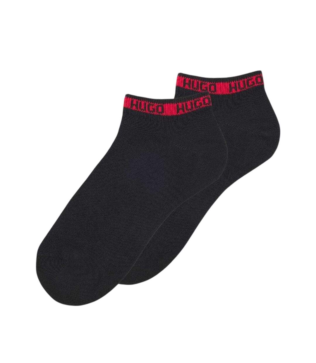 Pack Of 2  Mens Cotton Blend Ankle Socks  Black Hugo-2