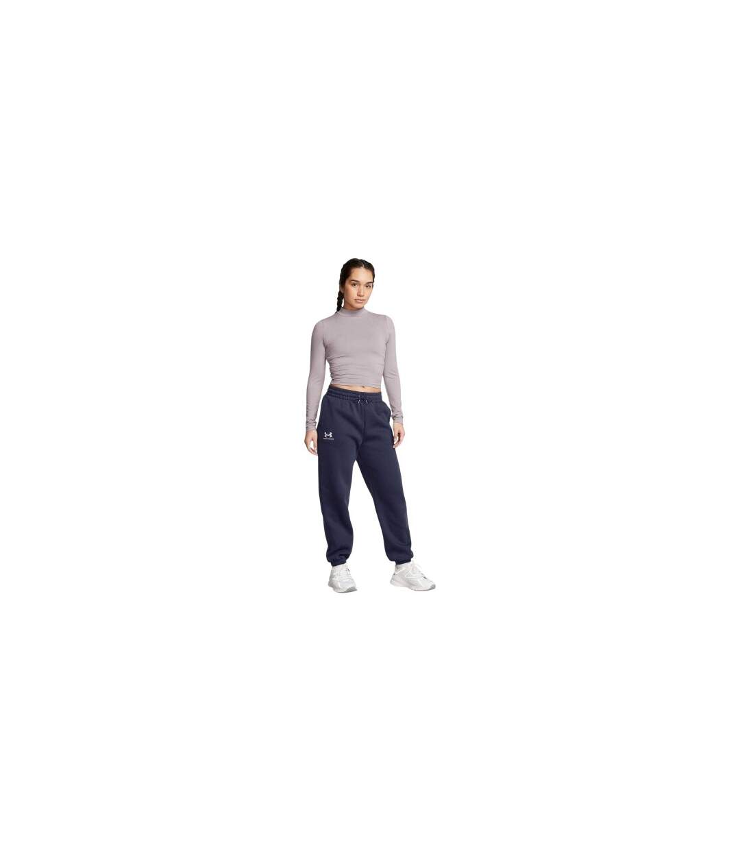 Womens/ladies Meridian Mock Neck Slim T-shirt Grey Under Armour-1