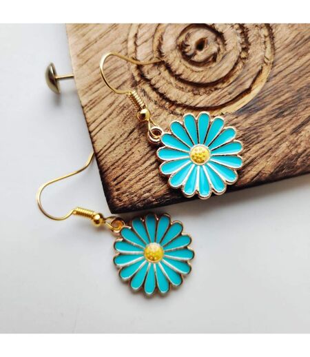 Sunflower Floral Charm Sun Flower Dainty Boho Floral Hook Drop Earrings