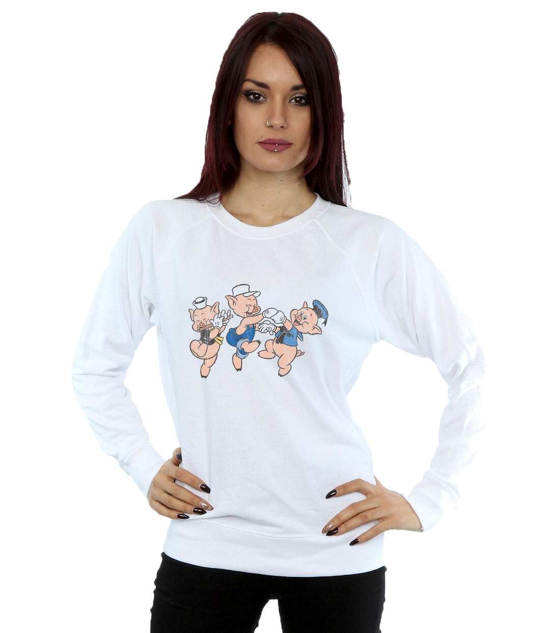 Disney - Sweat THREE LITTLE PIGS HAVING FUN - Femme (Blanc) - UTBI13555-2