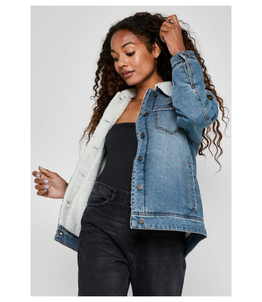 Veste sherpa en denim-3