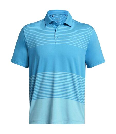 Mens Playoff 3.0 Stripe Polo Shirt Light Blue Under Armour