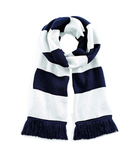 Beechfield Varsity Unisex Winter Scarf (Double Layer Knit) (French Navy / White) (One Size)