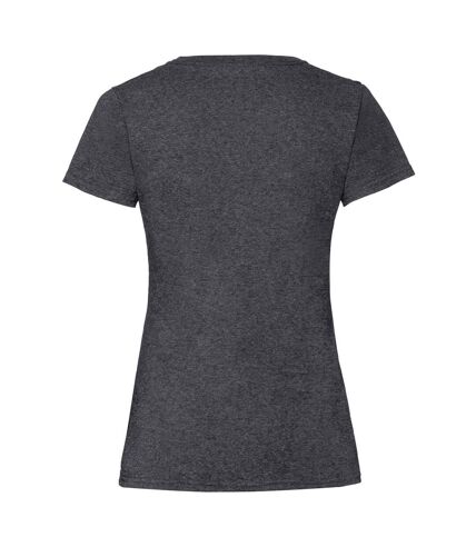 Fruit Of The Loom Ladies Lady-Fit Valueweight V-Neck Short Sleeve T-Shirt (Dark Heather)
