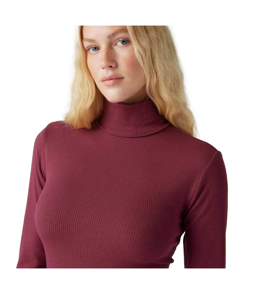Womens/ladies Slim Turtleneck Burgundy Levis-4