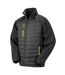 Mens black compass padded soft shell jacket black/lime green Result-1