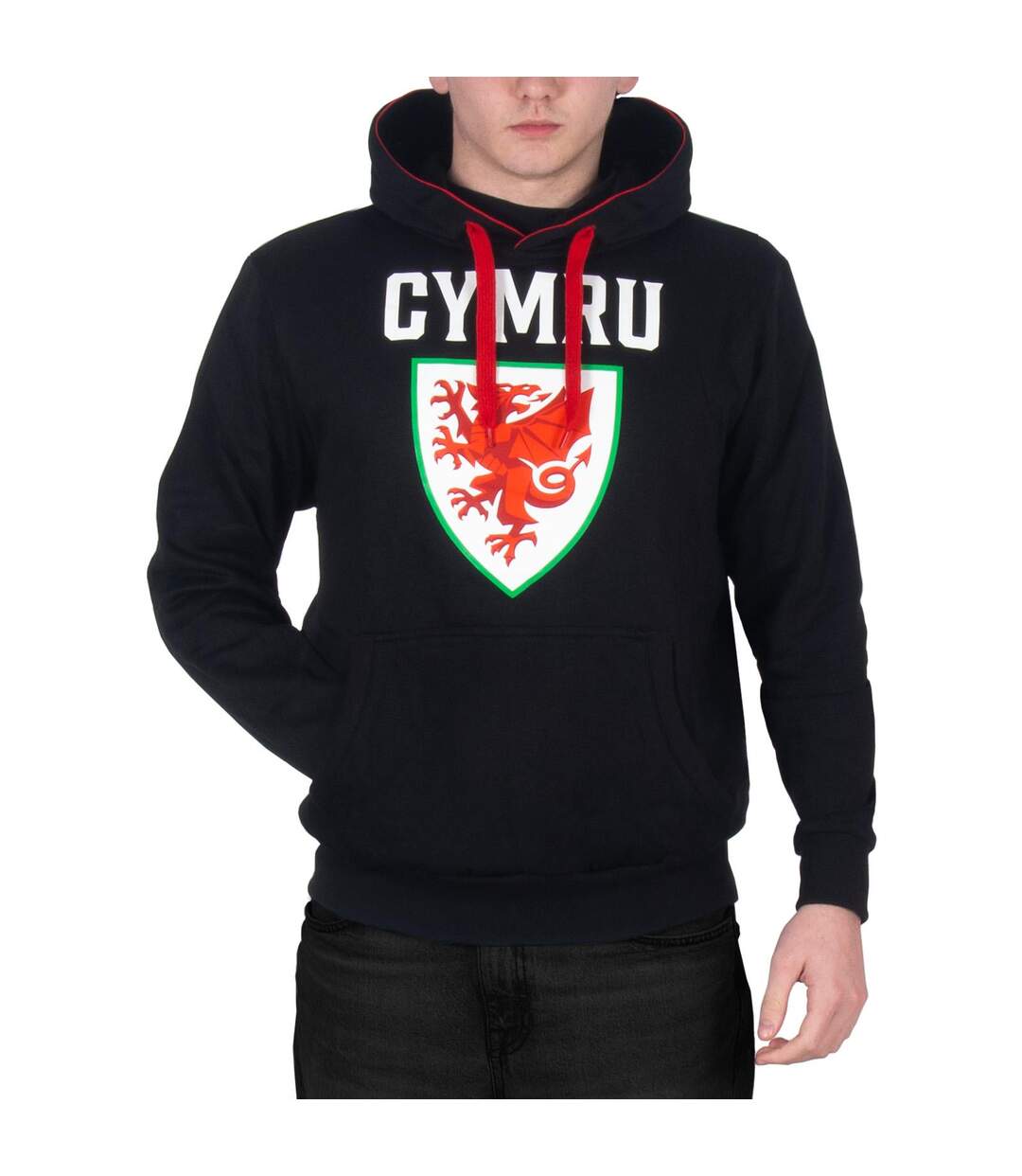 Mens Graphic Fleece Hoodie Black FA Wales-2