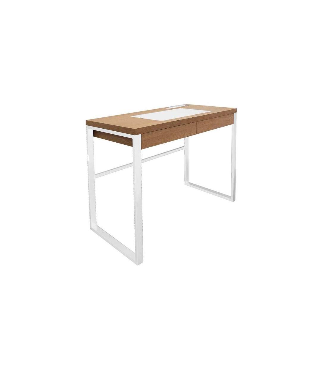 Bureau industriel en bois et métal avec tiroir-1