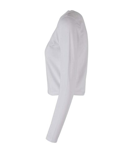 Build Your Brand Womens/Ladies Long-Sleeved Crop Top (White) - UTRW9814