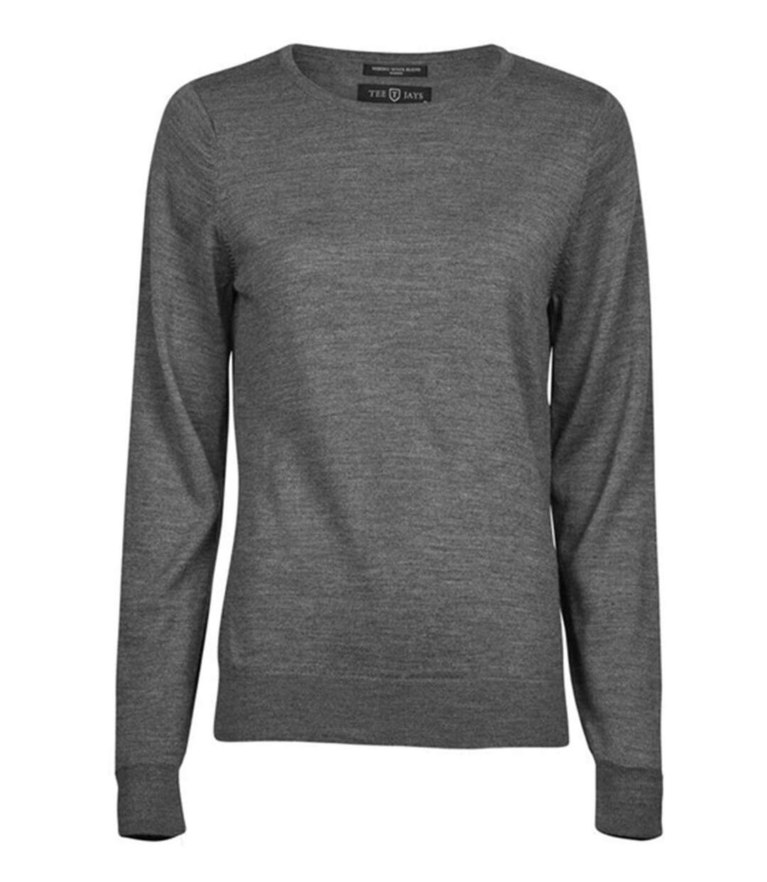 Pull col rond - Femme - TJ6006 - gris mélange-1