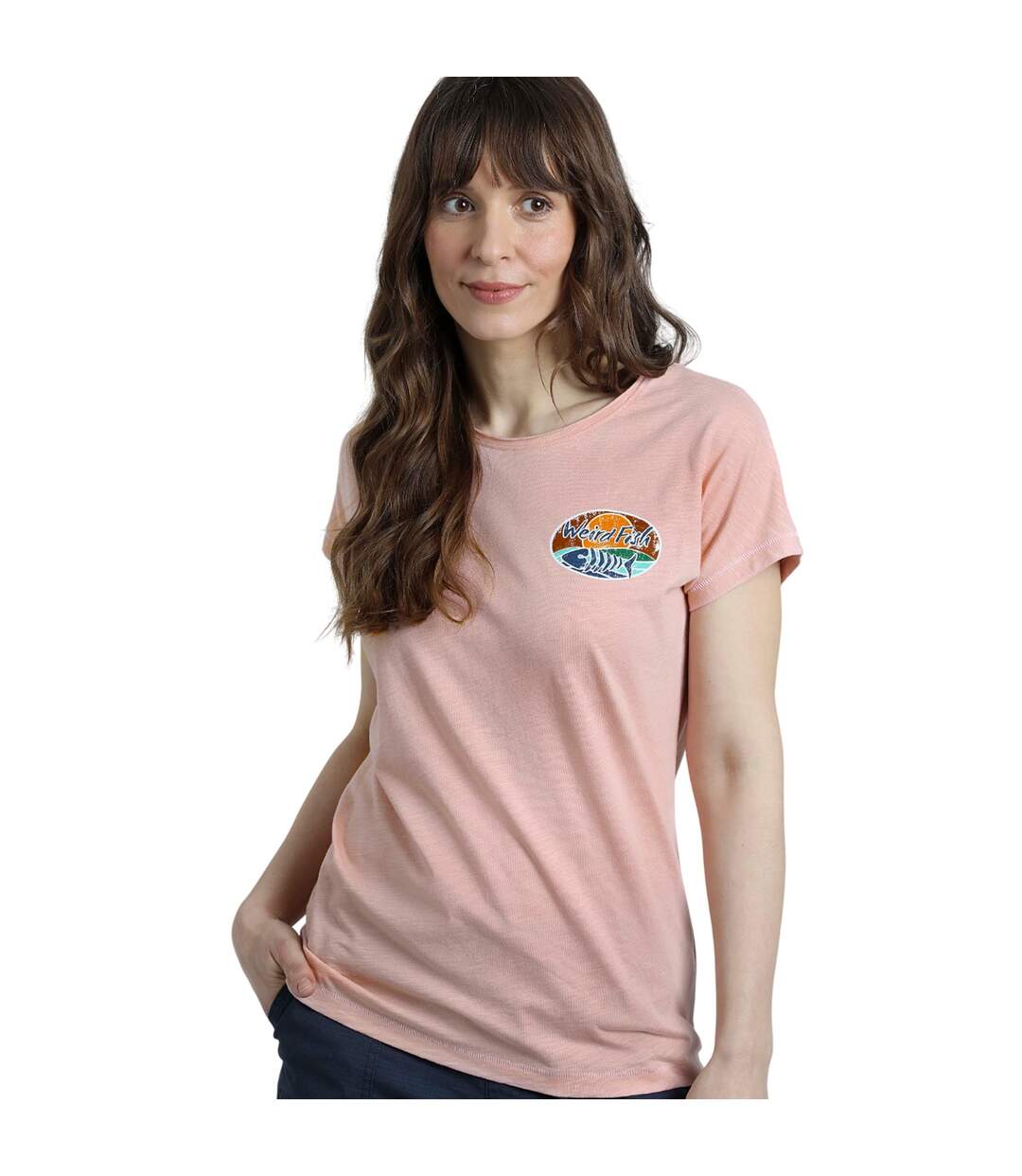 Womens/ladies seashore graphic slub t-shirt dusty rose Weird Fish-4