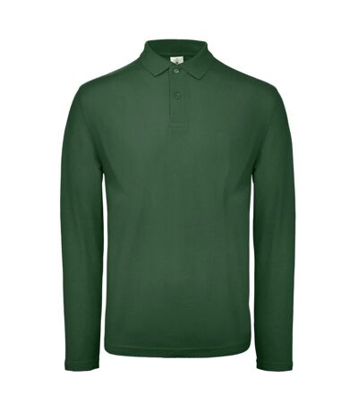 Mens Id.001 Long-sleeved Polo Shirt Bottle Green B&C