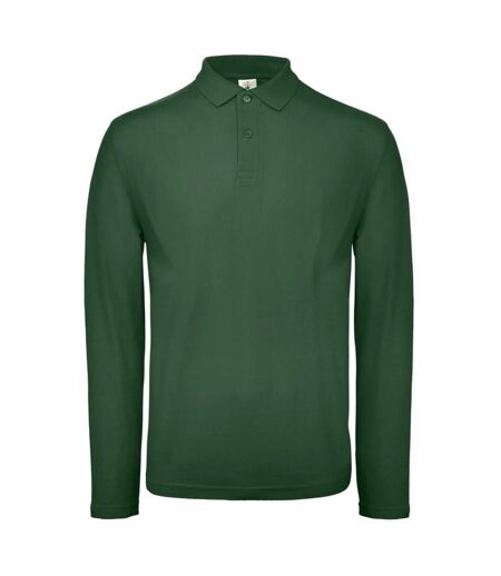 Mens Id.001 Long-sleeved Polo Shirt Bottle Green B&C